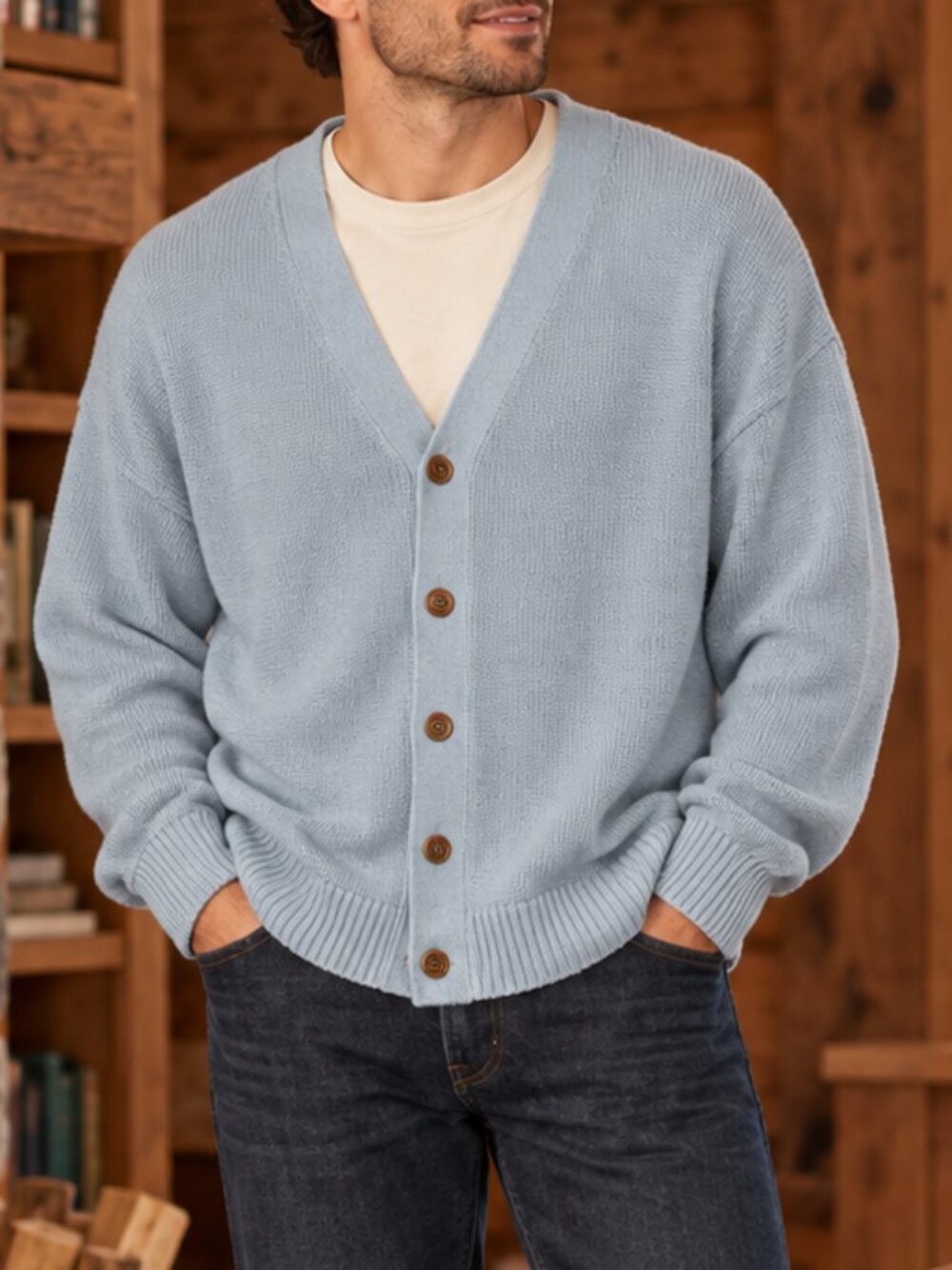 Vintage LL Bean Cardigan Sweater Thick Knit Mens Size XXL 100% Cotton